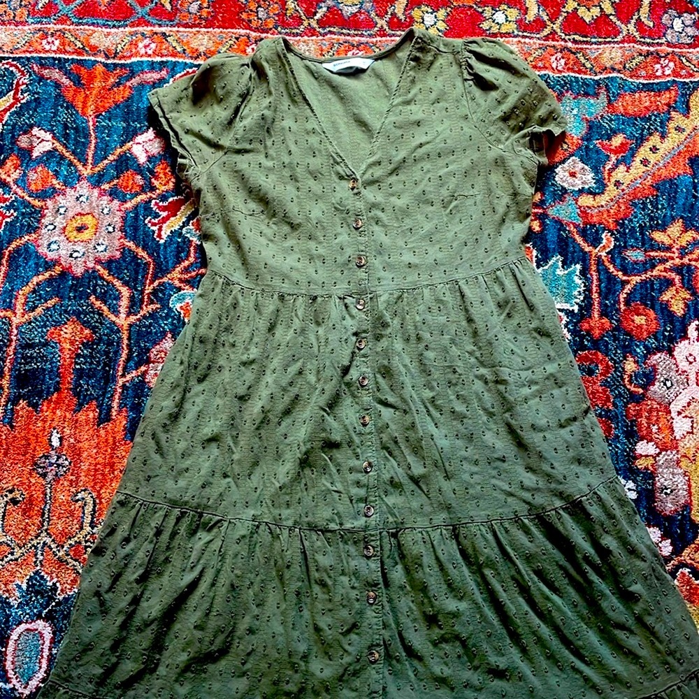 Sonoma olive green button down midi dress